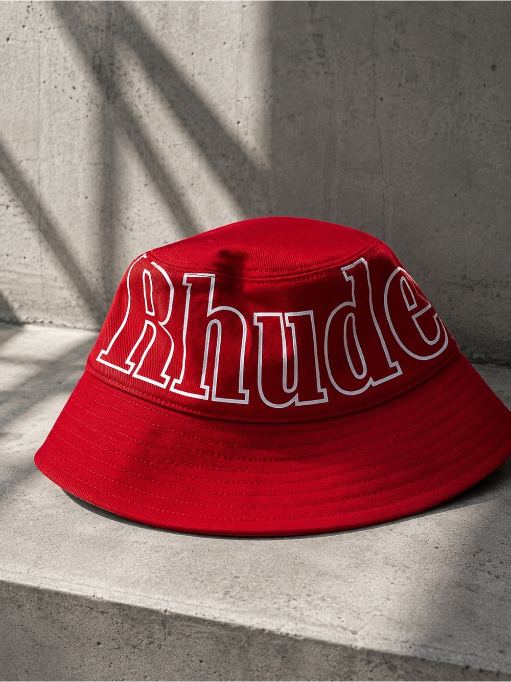 RHUDE Red Oversized Logo Bucket Hat One Size Made in USA
